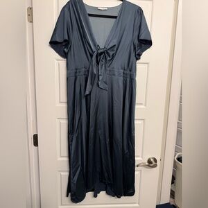 Blue Baltic Born Poppy Satin Tie Front Dress